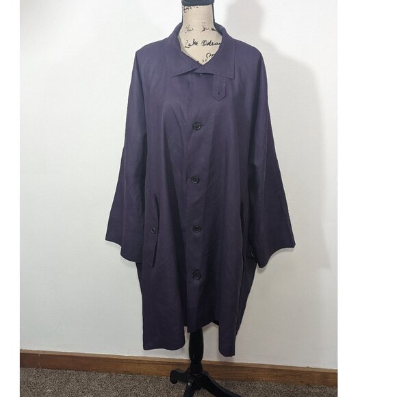 eskandar Jackets & Blazers - Eskandar Designer Oversized Boxy Fit Linen Blend Raincoat Dark Purple Size 1